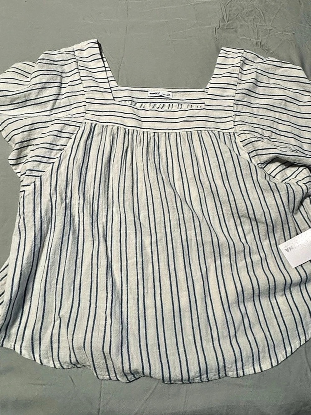 Sonoma XXL Blue Stripe Flutter Sleeve Top NWT Cotton
